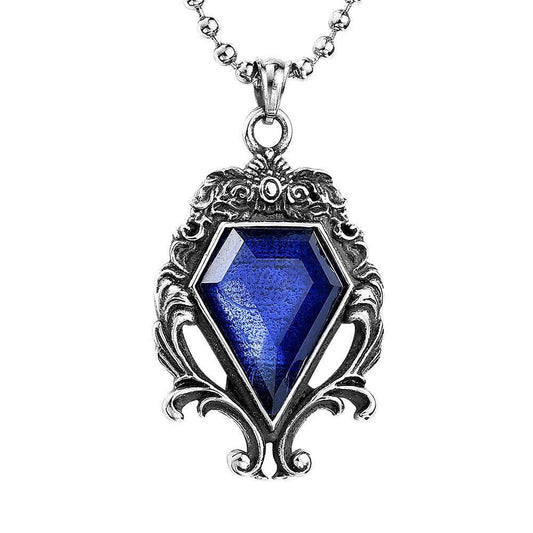 Carved Inlaid Sapphire Pendant