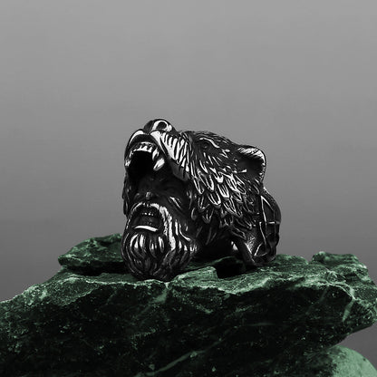 Goth Bear Head Ring
