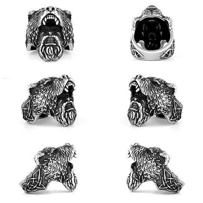 Goth Bear Head Ring